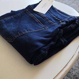 NWT Bloomchic Plain Straight Leg Pocket High Rise Jeans in Dark Denim sz 18